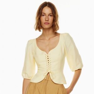Aritzia Wilfred Santal Linen Corset Blouse